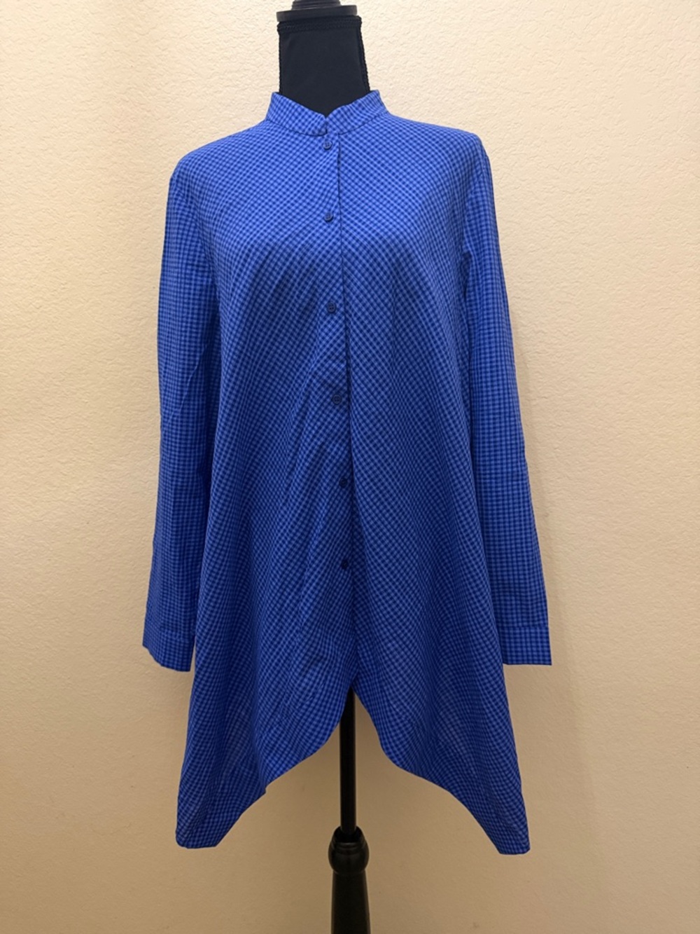 Anne Klein Royal Blue Long Sleeve Button Front Tunic